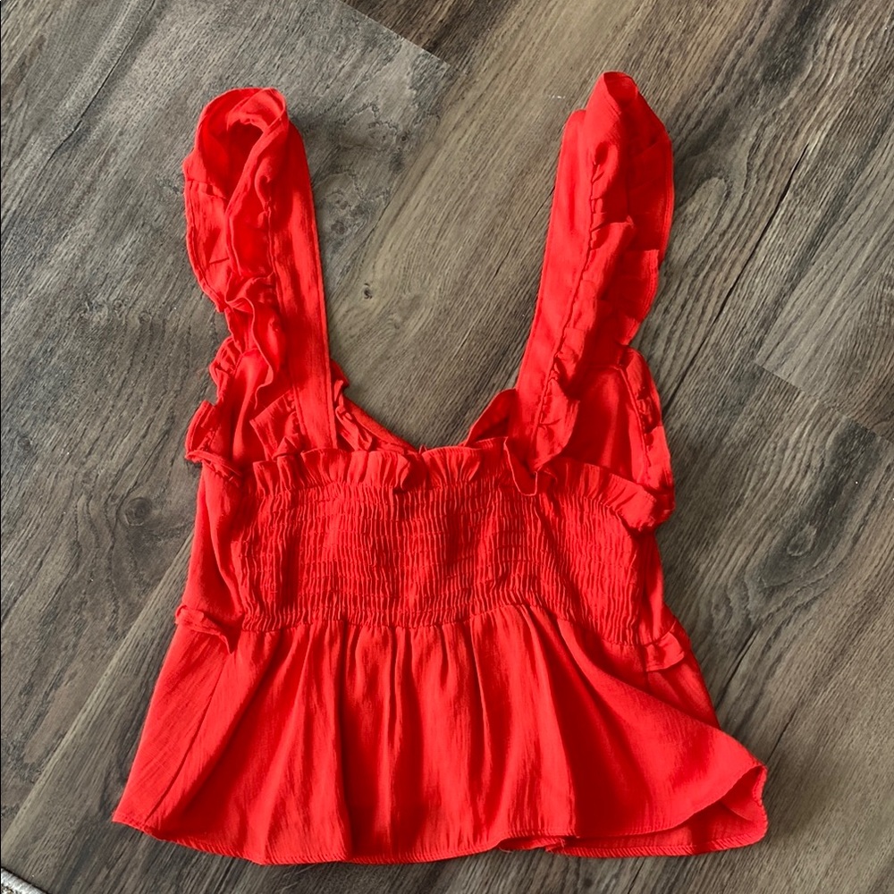 Red Sleeveless Ruffled tank - Picture 5 of 5